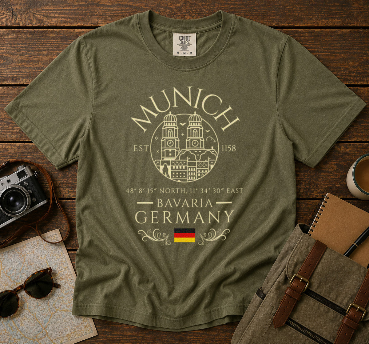 Munich T-Shirt in Moss - roamstride graphic tee