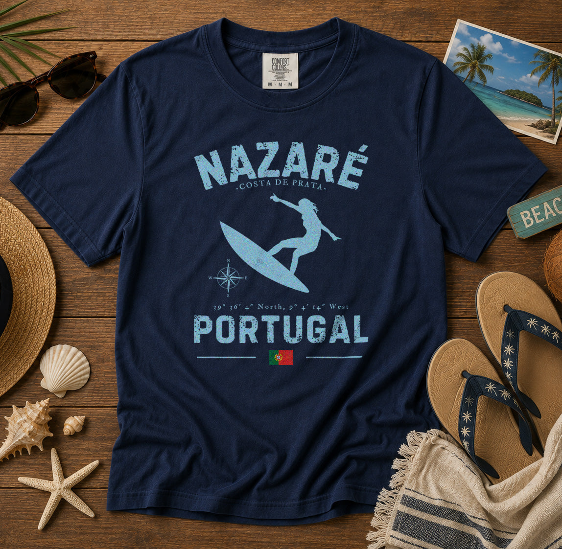 Nazaré Portugal T-Shirt in Navy - roamstride graphic tee