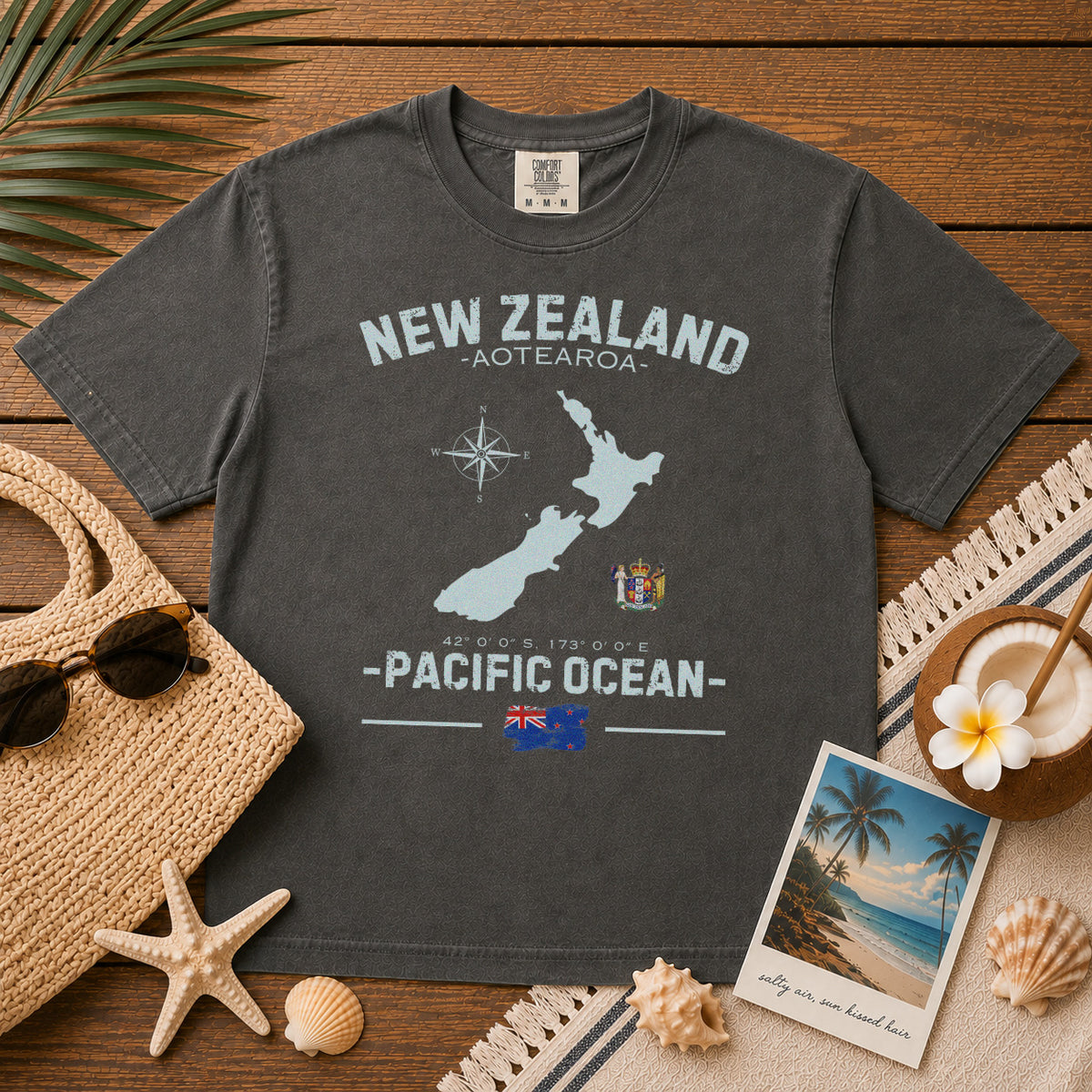 New Zealand T-Shirt in Pepper - roamstride graphic tee