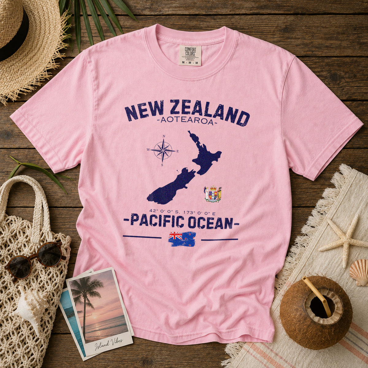 New Zealand T-Shirt in Blossom - roamstride graphic tee