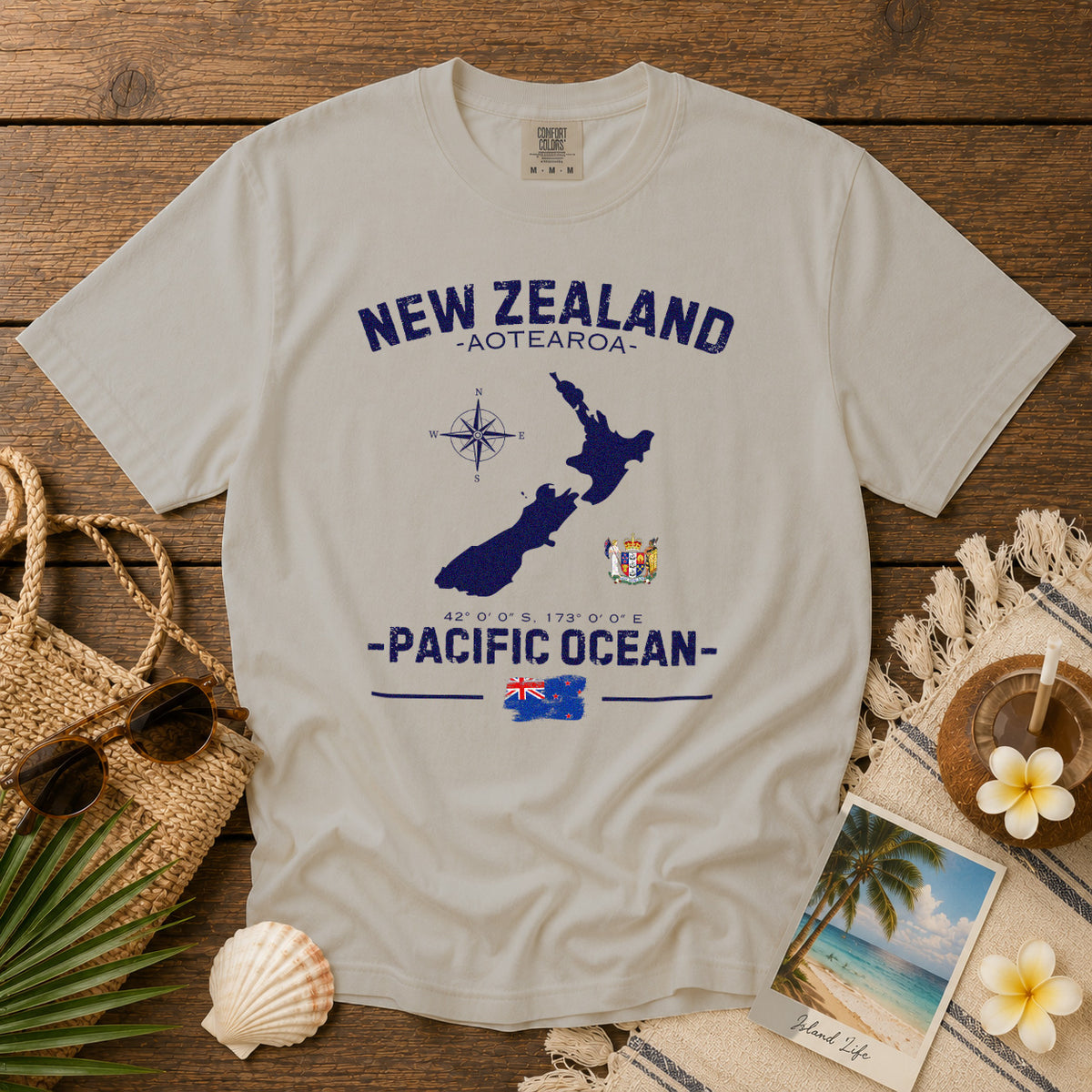 New Zealand T-Shirt in Ivory - roamstride graphic tee