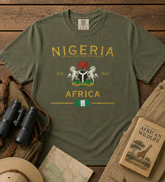 Nigeria T-Shirt in Moss - roamstride graphic tee
