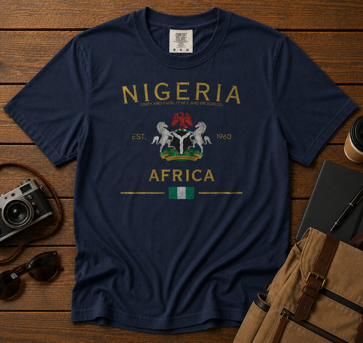 Nigeria T-Shirt in Navy - roamstride graphic tee