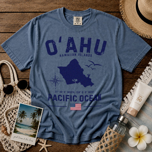 Oʻahu T-Shirt in Blue Jean - roamstride graphic tee