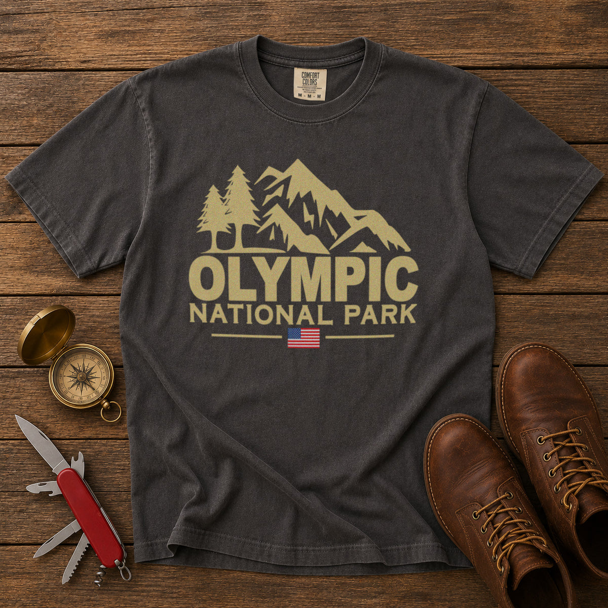 Olympic National Park T-Shirt in Pepper - roamstride graphic tee