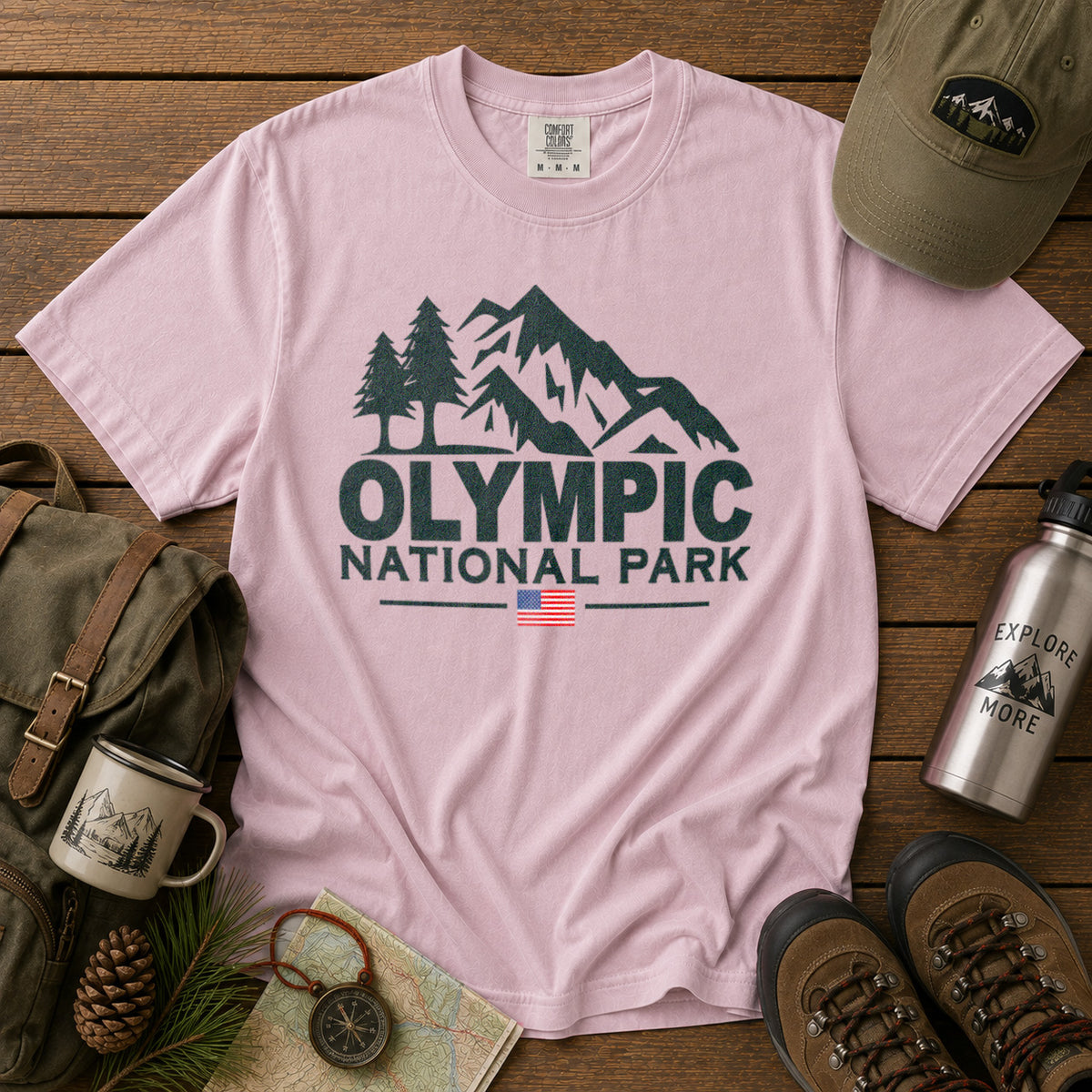 Olympic National Park T-Shirt in Blossom - roamstride graphic tee