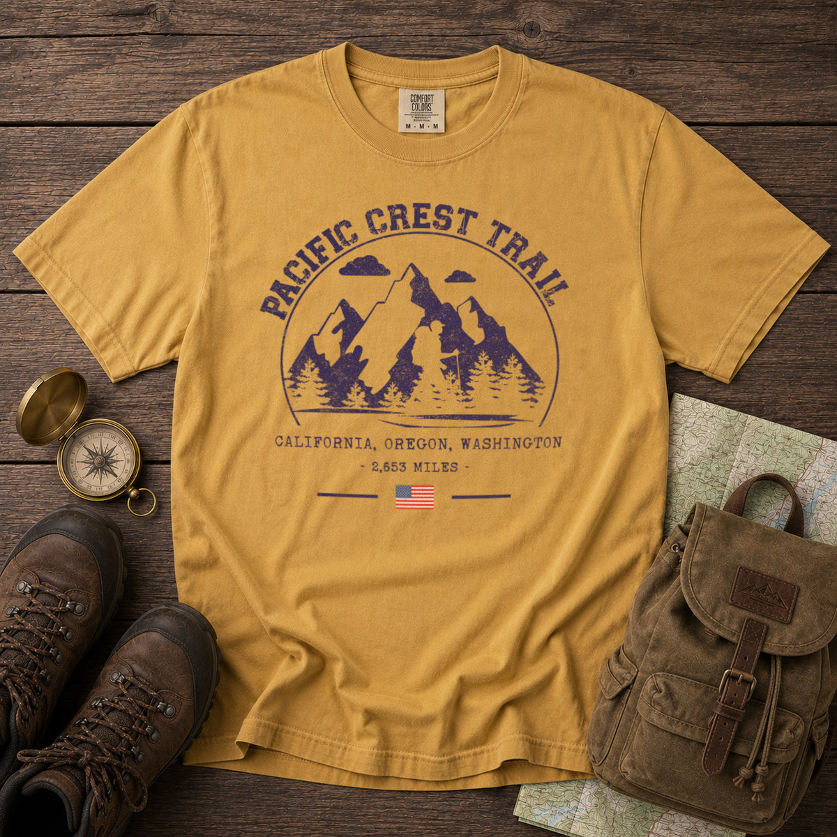 Pacific Crest Trail T-Shirt in Mustard - roamstride graphic tee