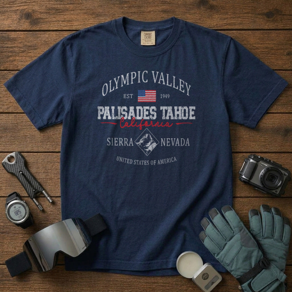 Palisades Tahoe California T-Shirt in Navy - roamstride graphic tee