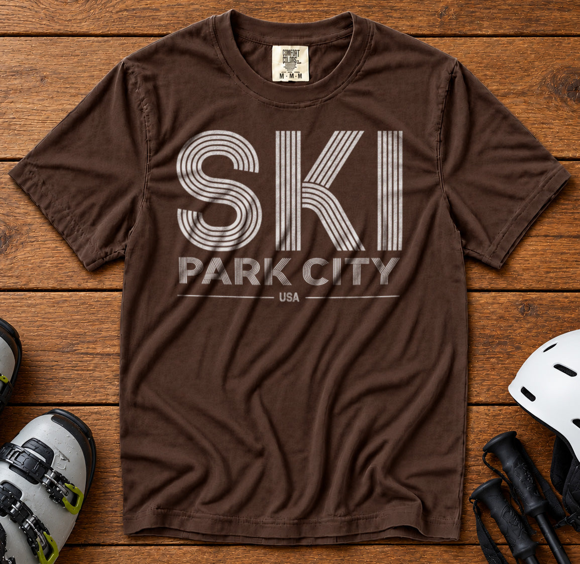 Park City Utah USA T-Shirt in Espresso - roamstride graphic tee