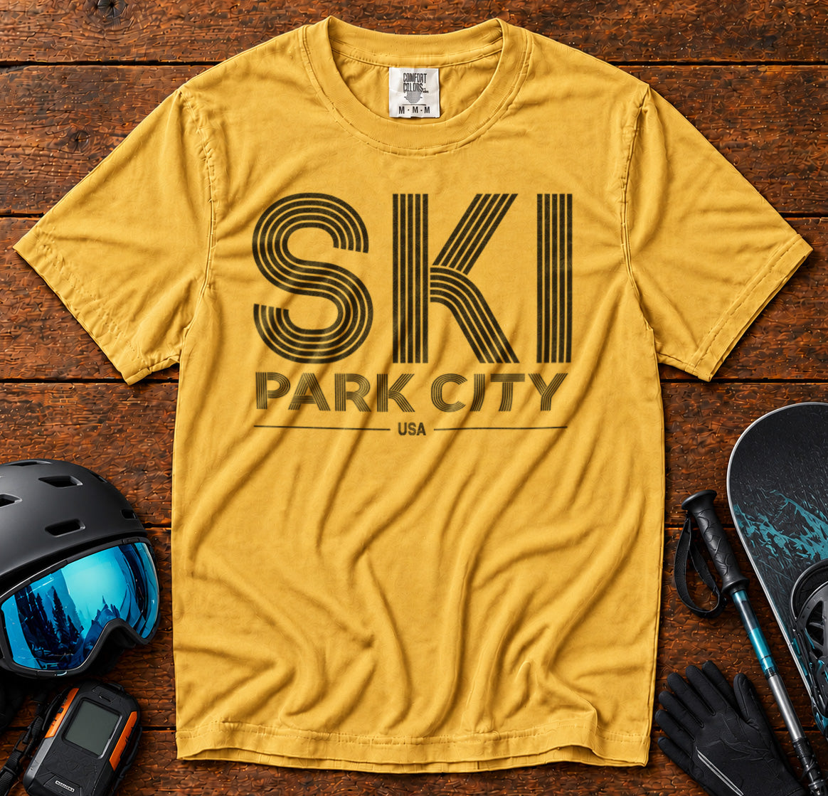 Park City Utah USA T-Shirt in Mustard - roamstride graphic tee