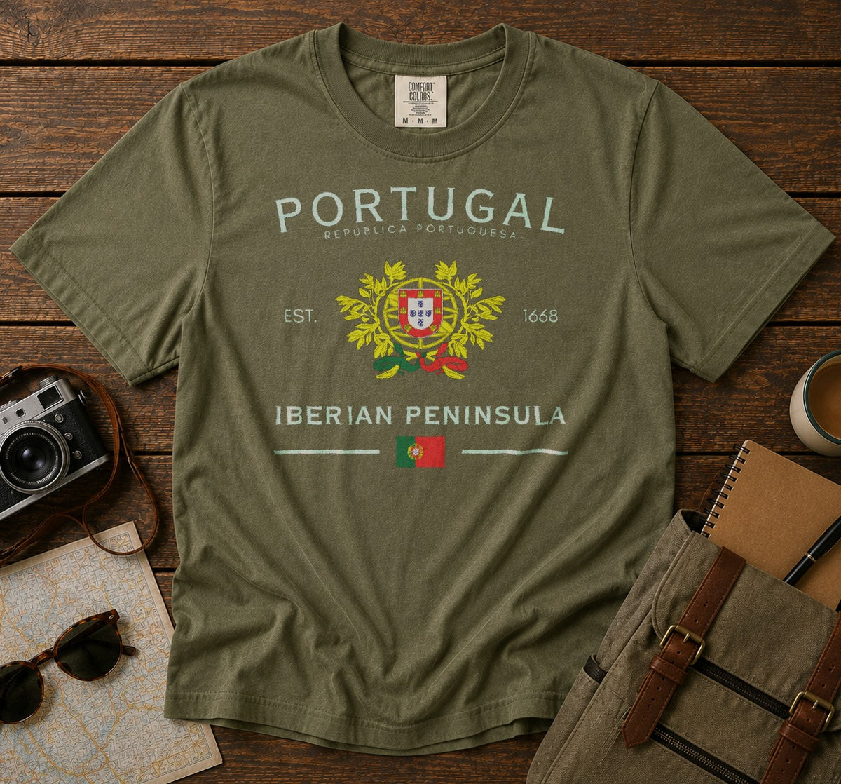 Portugal T-Shirt in Moss - roamstride graphic tee