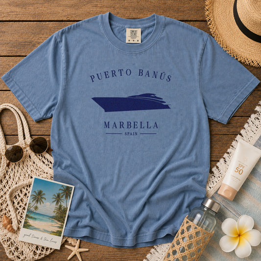 Puerto Banús T-Shirt in Blue Jean - roamstride graphic tee