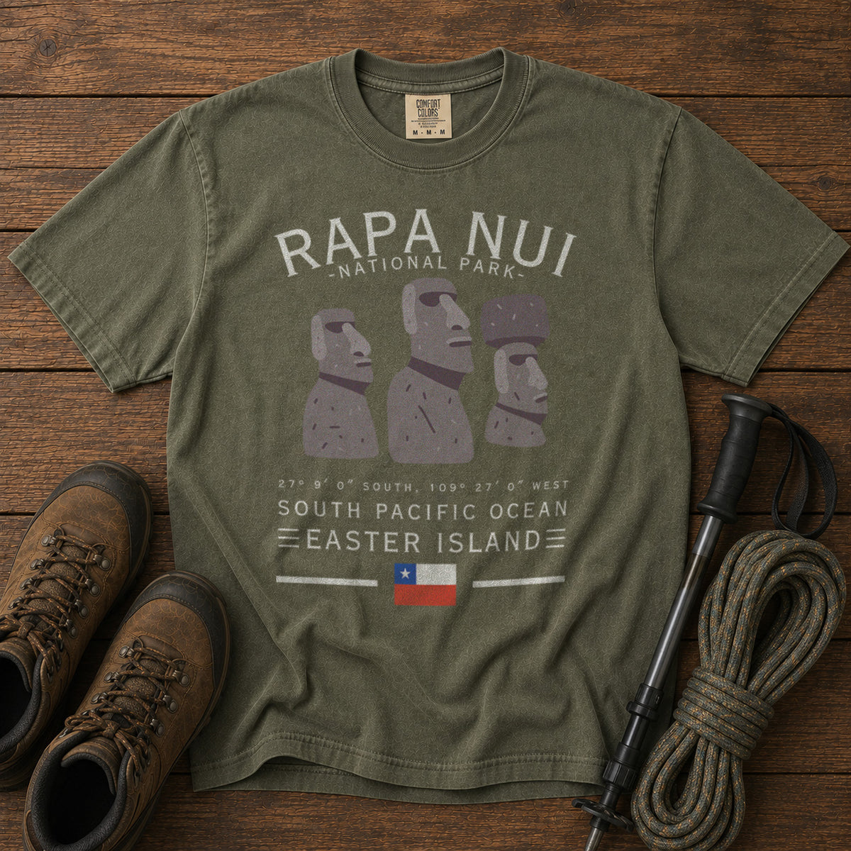 Rapa Nui National Park T-Shirt in Moss - roamstride graphic tee