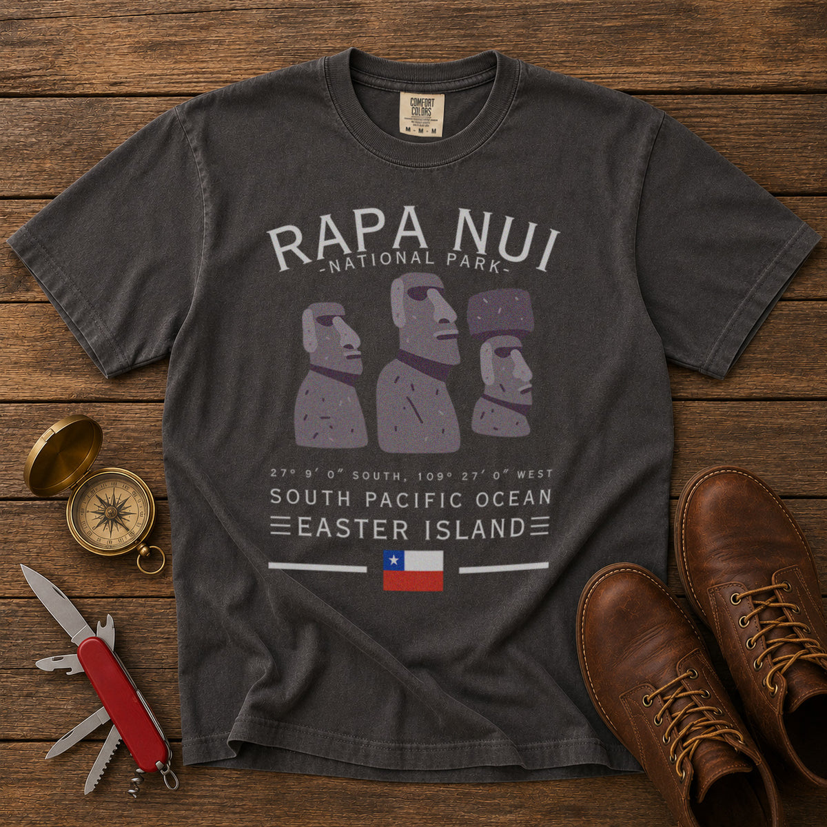 Rapa Nui National Park T-Shirt in Pepper - roamstride graphic tee