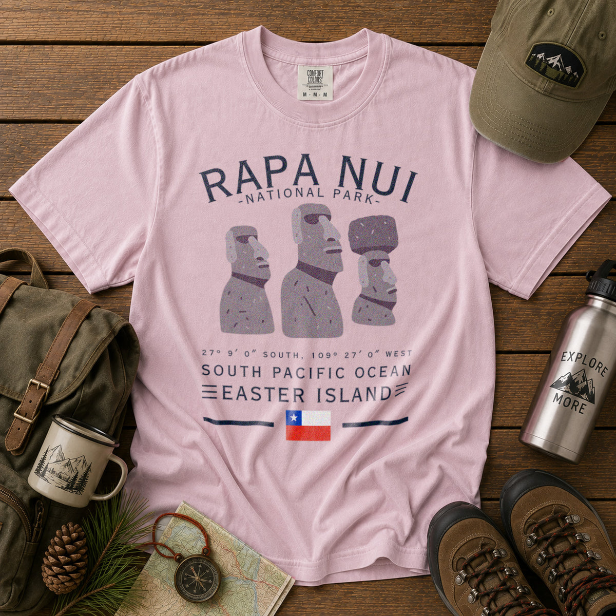 Rapa Nui National Park T-Shirt in Blossom - roamstride graphic tee