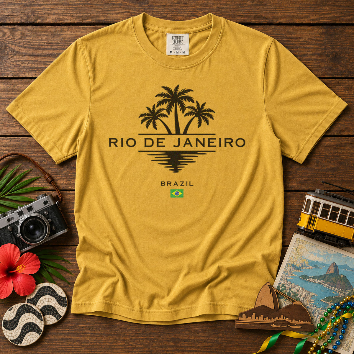Rio de Janeiro Brazil T-Shirt in Mustard - roamstride graphic tee