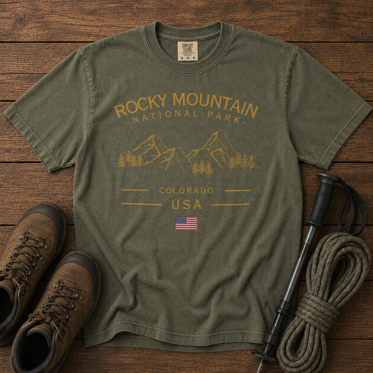 Rocky Mountain National Park Colorado T-Shirt in Moss - roamstride graphic tee