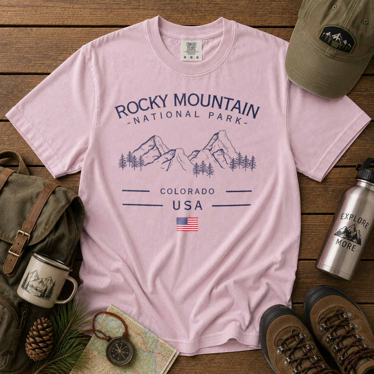Rocky Mountain National Park Colorado T-Shirt in Blossom - roamstride graphic tee