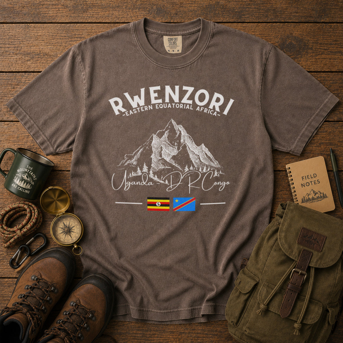 Rwenzori Mountains T-Shirt in Espresso - roamstride graphic tee