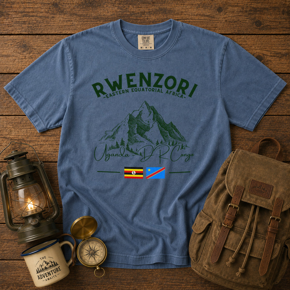 Rwenzori Mountains T-Shirt in Blue Jean - roamstride graphic tee