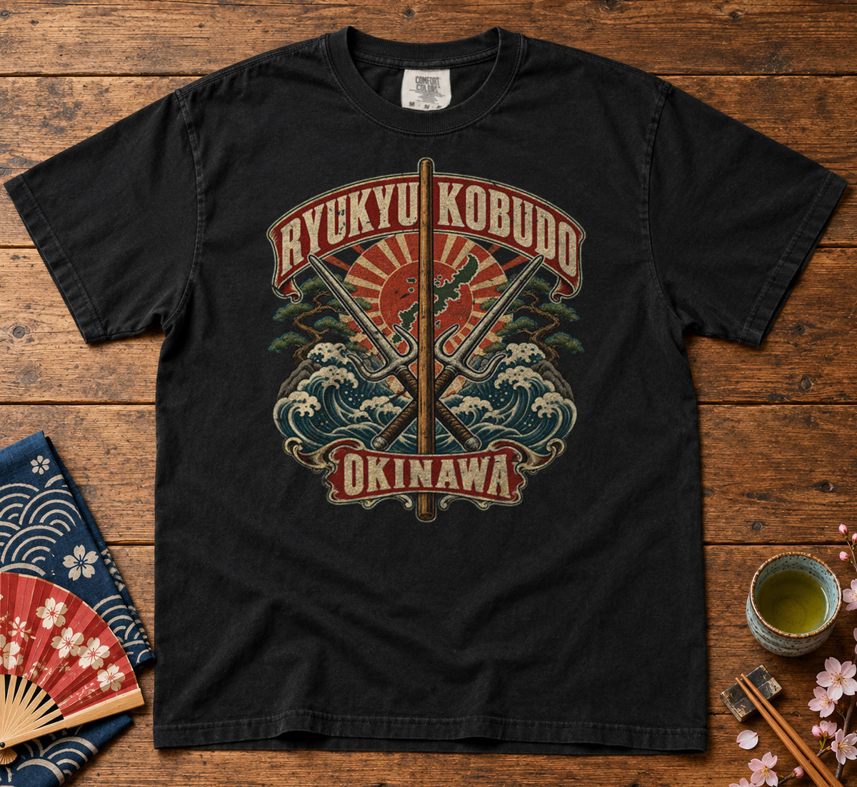 Ryukyu Kobudo Okinawa T-Shirt in Black - roamstride graphic tee