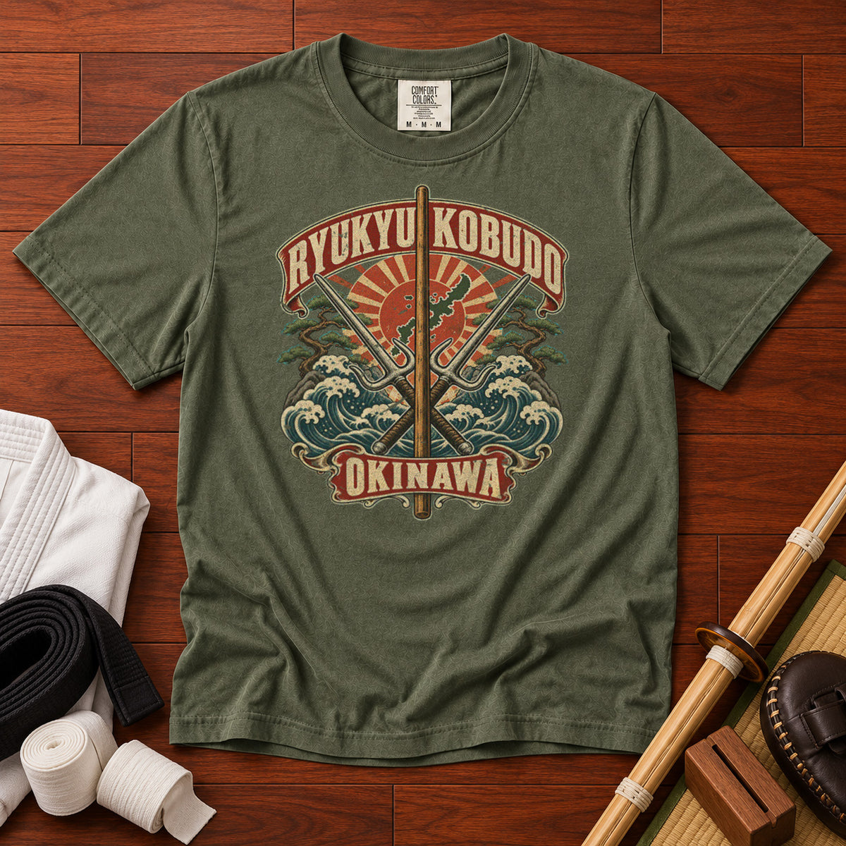 Ryukyu Kobudo Okinawa T-Shirt in Moss - roamstride graphic tee