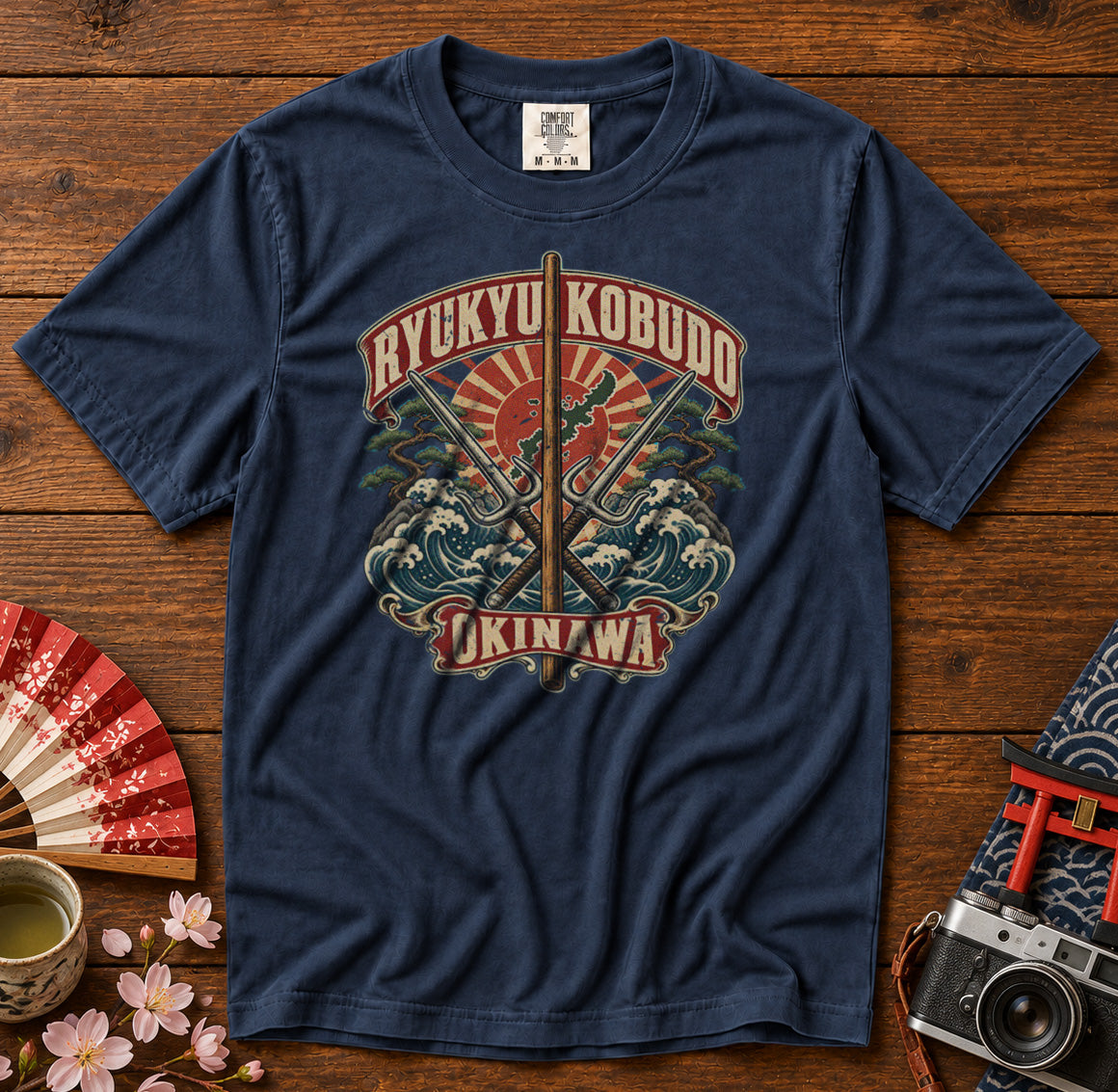 Ryukyu Kobudo Okinawa T-Shirt in Navy - roamstride graphic tee
