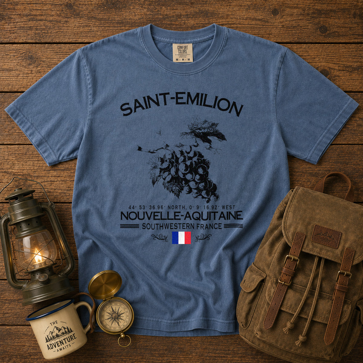 Saint-Émilion T-Shirt in Blue Jean - roamstride graphic tee