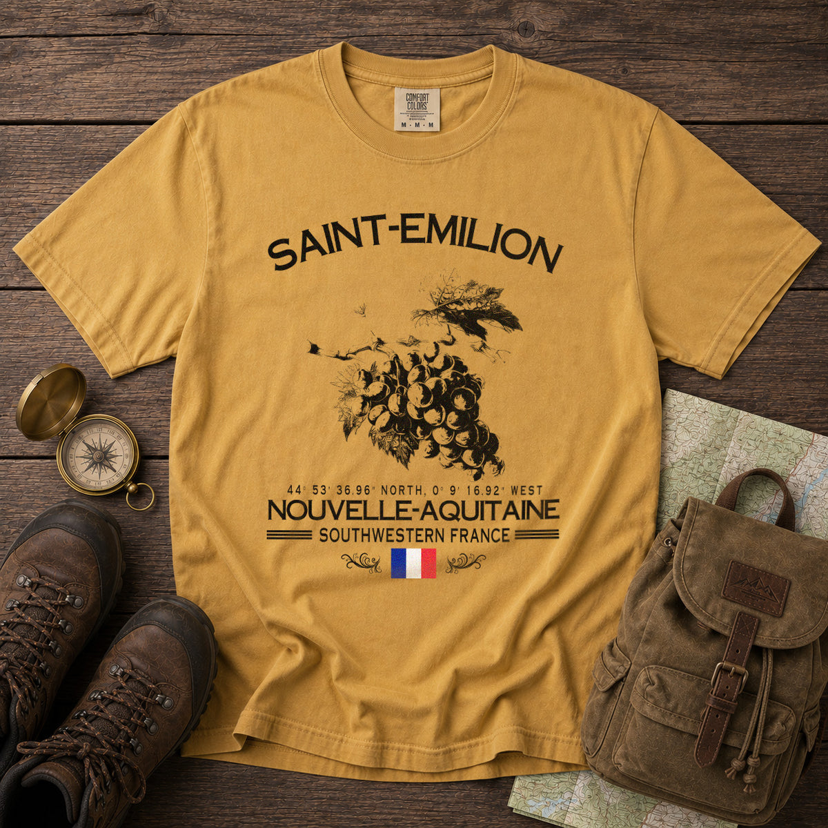 Saint-Émilion T-Shirt in Mustard - roamstride graphic tee