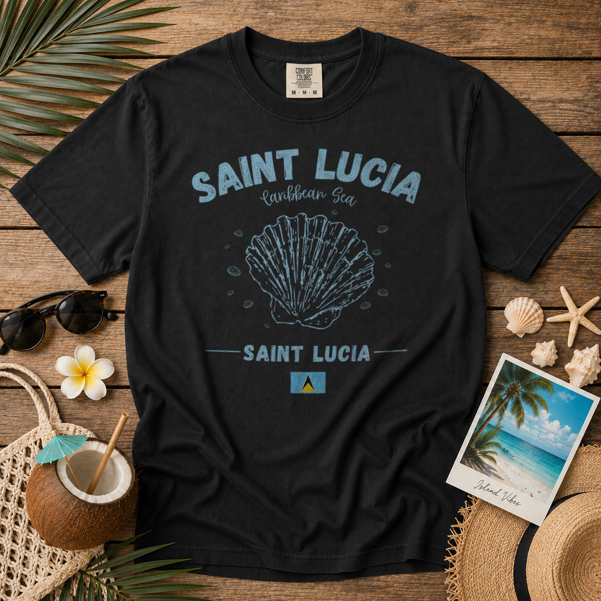 Saint Lucia T-Shirt in Black - roamstride graphic tee