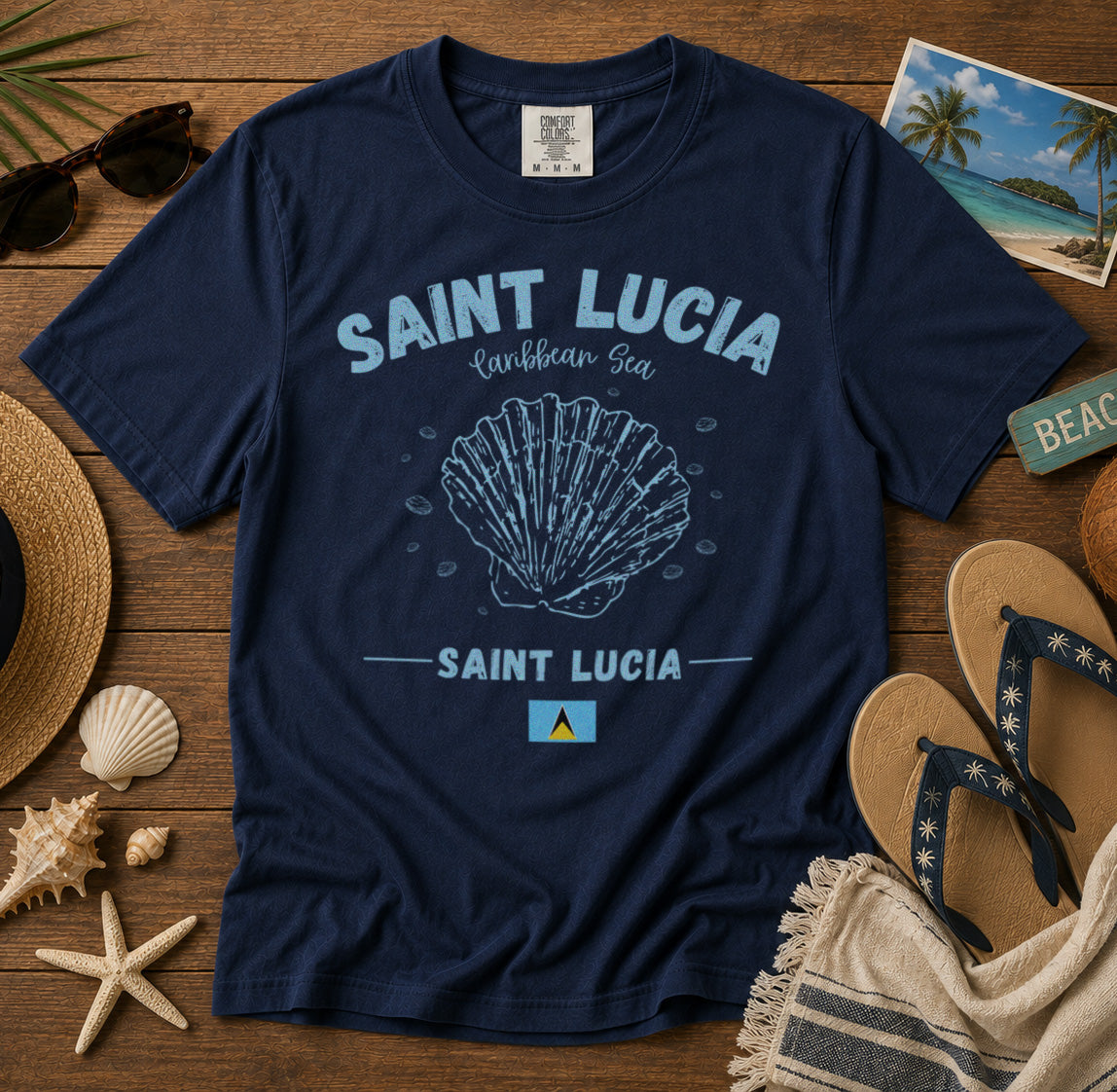 Saint Lucia T-Shirt in Navy - roamstride graphic tee