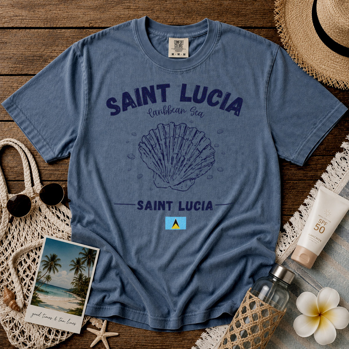 Saint Lucia T-Shirt in Blue Jean - roamstride graphic tee
