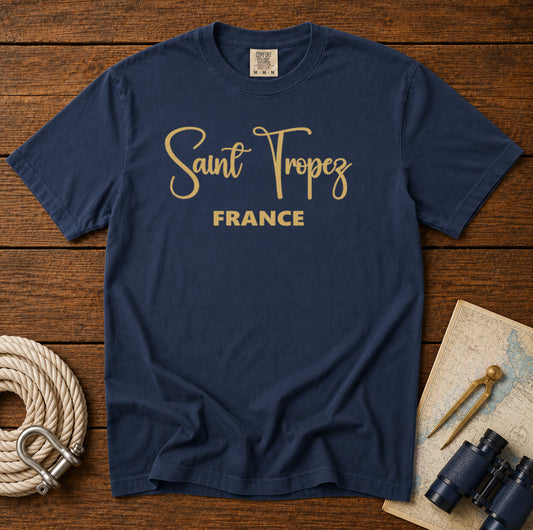 Saint Tropez France T-Shirt in Navy - roamstride graphic tee