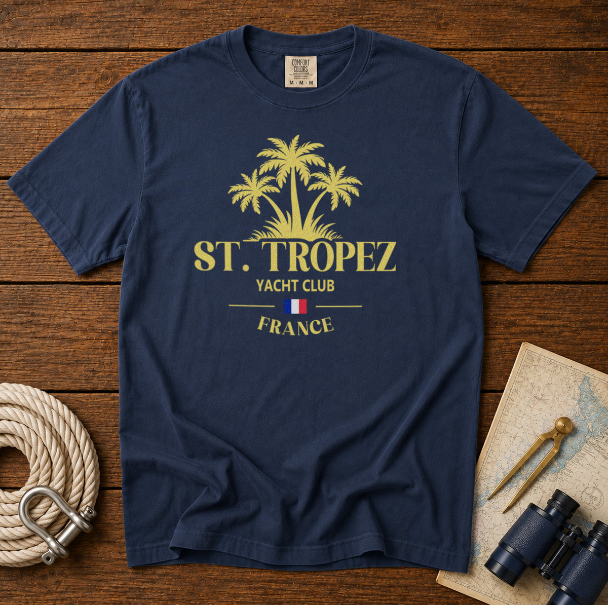 Saint Tropez Yacht Club T-Shirt in Navy - roamstride graphic tee