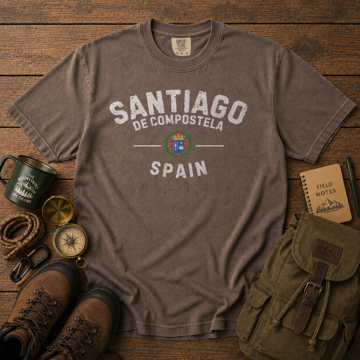 Santiago de Compostela T-Shirt in Espresso - roamstride graphic tee