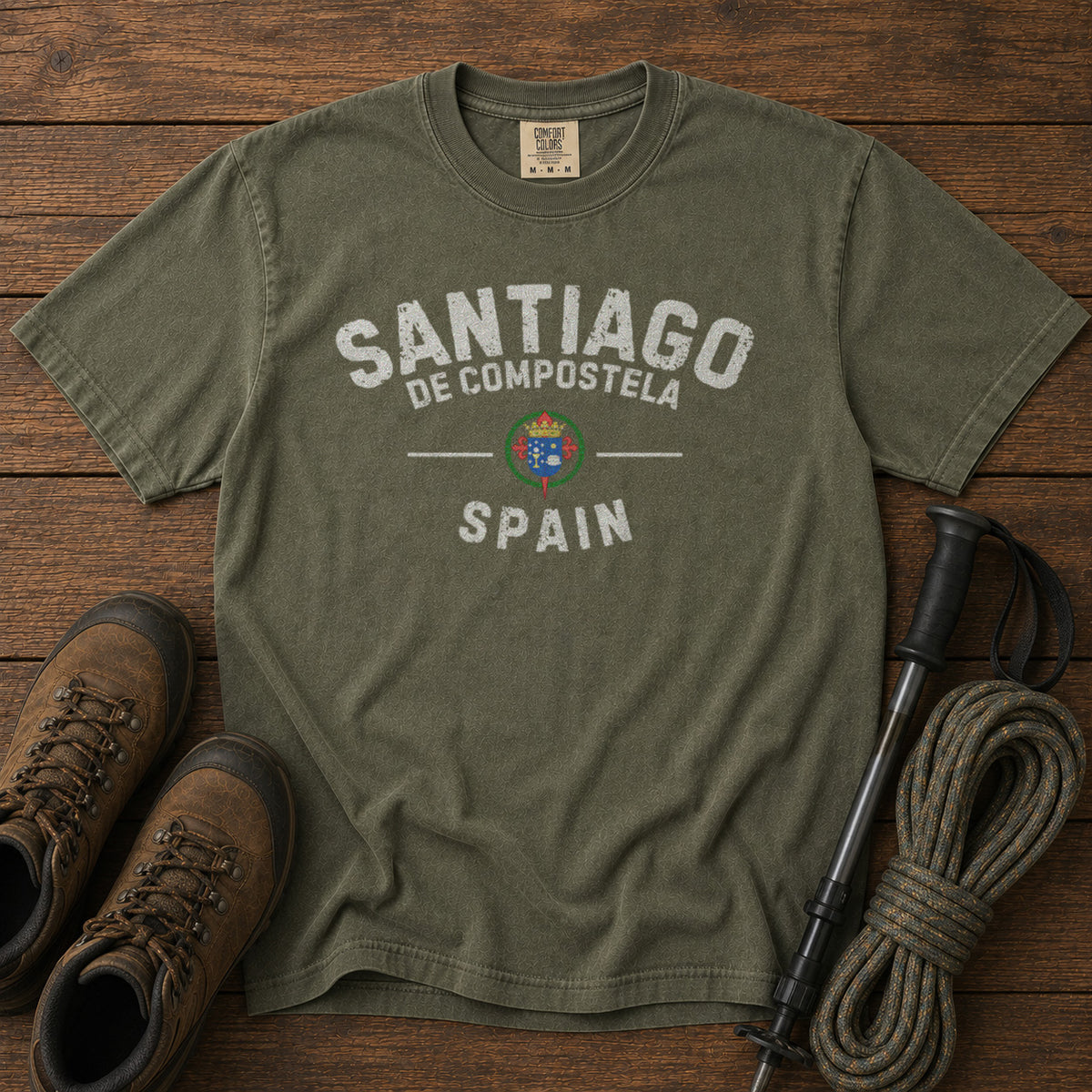 Santiago de Compostela T-Shirt in Moss - roamstride graphic tee