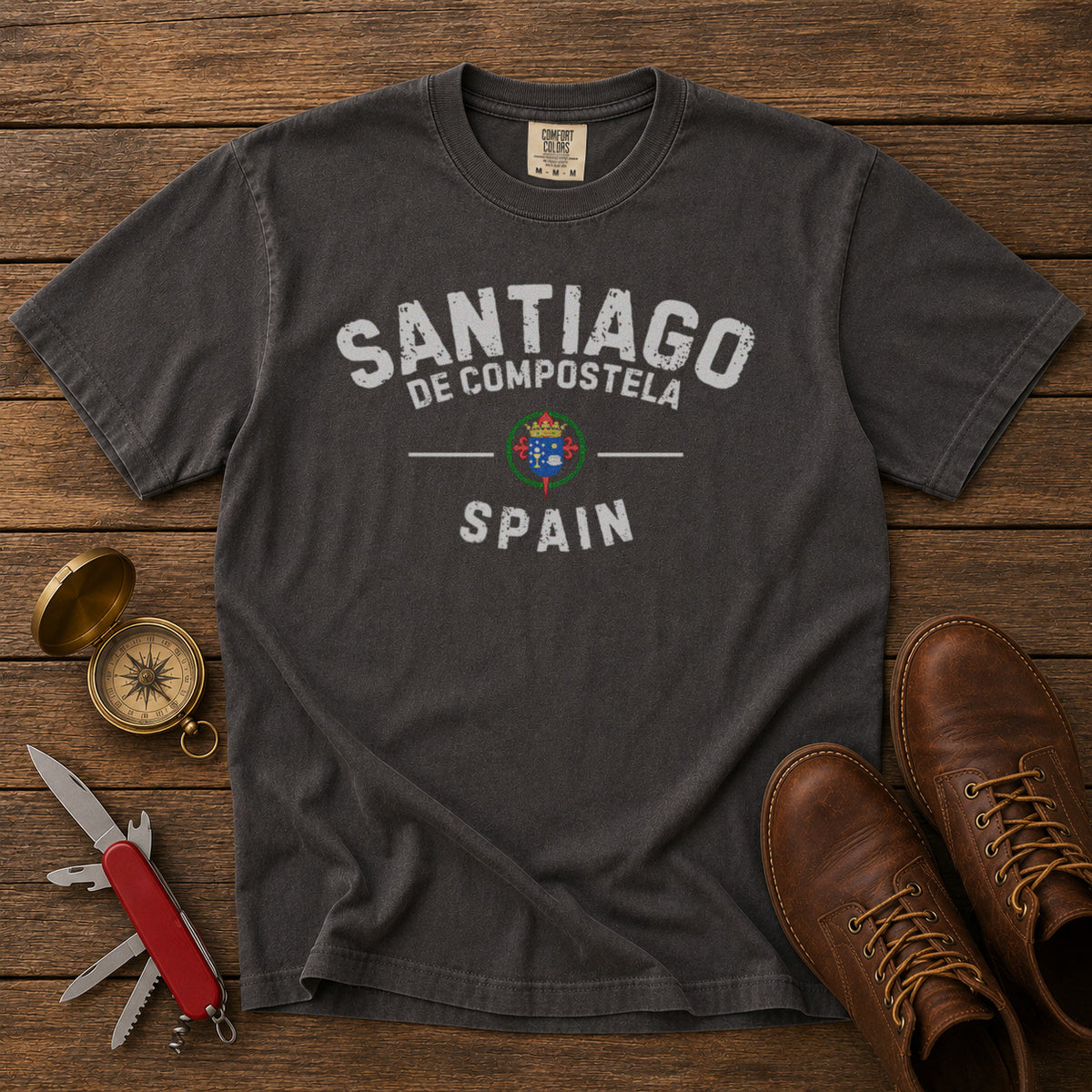 Santiago de Compostela T-Shirt in Pepper - roamstride graphic tee