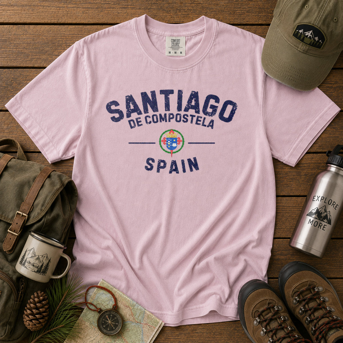 Santiago de Compostela T-Shirt in Blossom - roamstride graphic tee