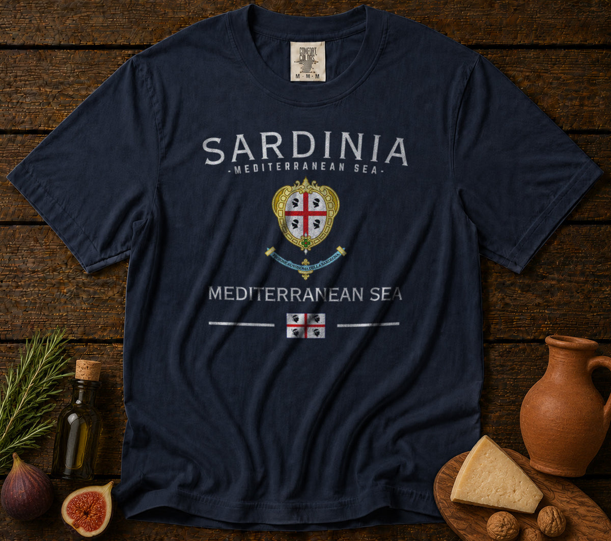 Sardinia Coat of Arms T-Shirt in Navy - roamstride graphic tee