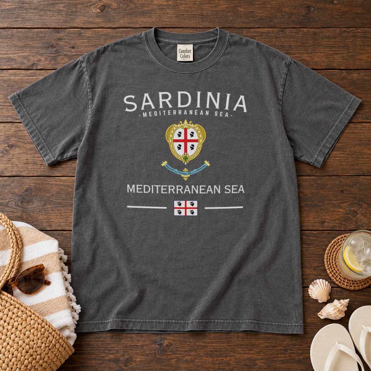 Sardinia Coat of Arms T-Shirt in Pepper - roamstride graphic tee