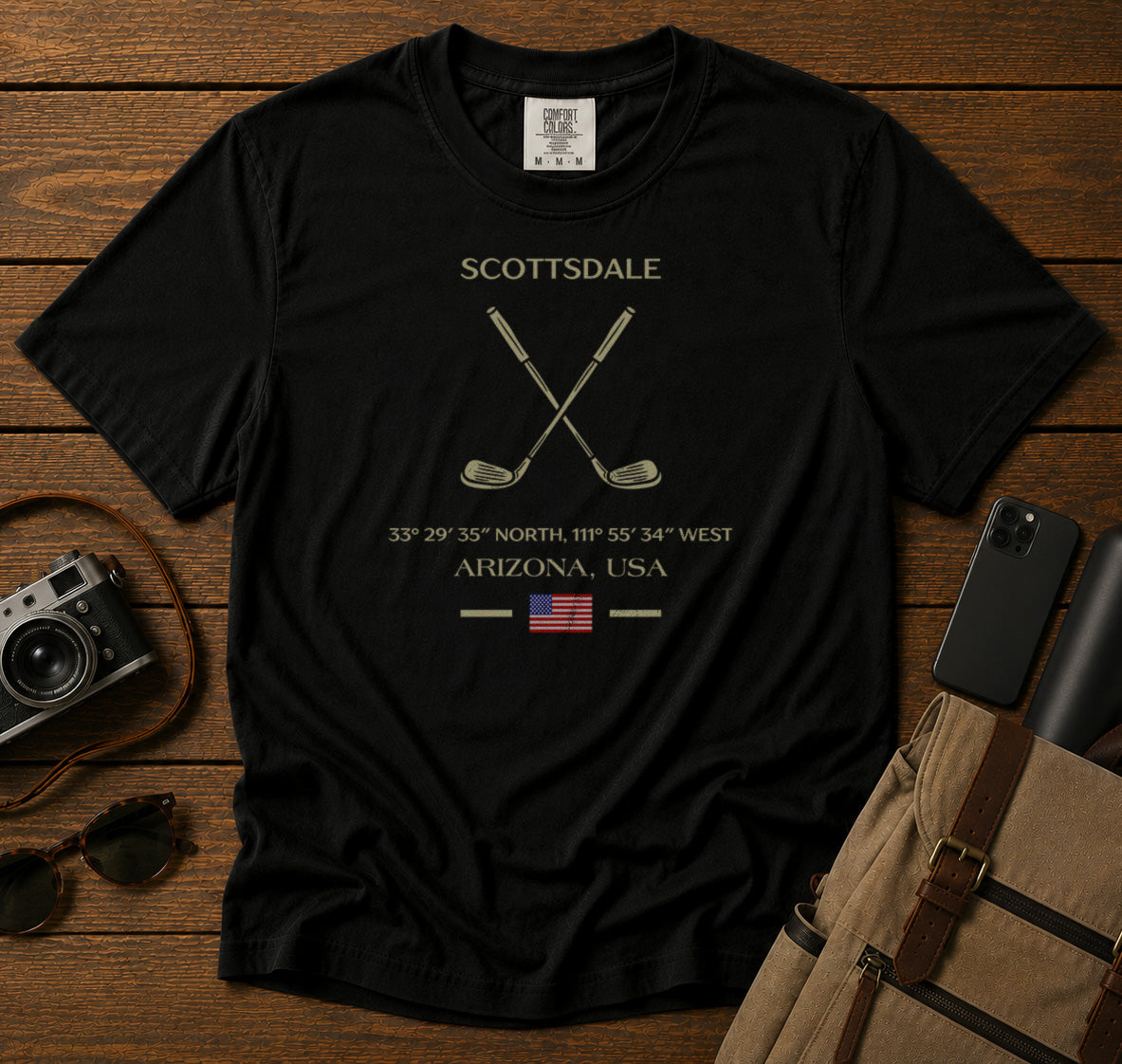 Scottsdale Golf T-Shirt in Black - roamstride graphic tee