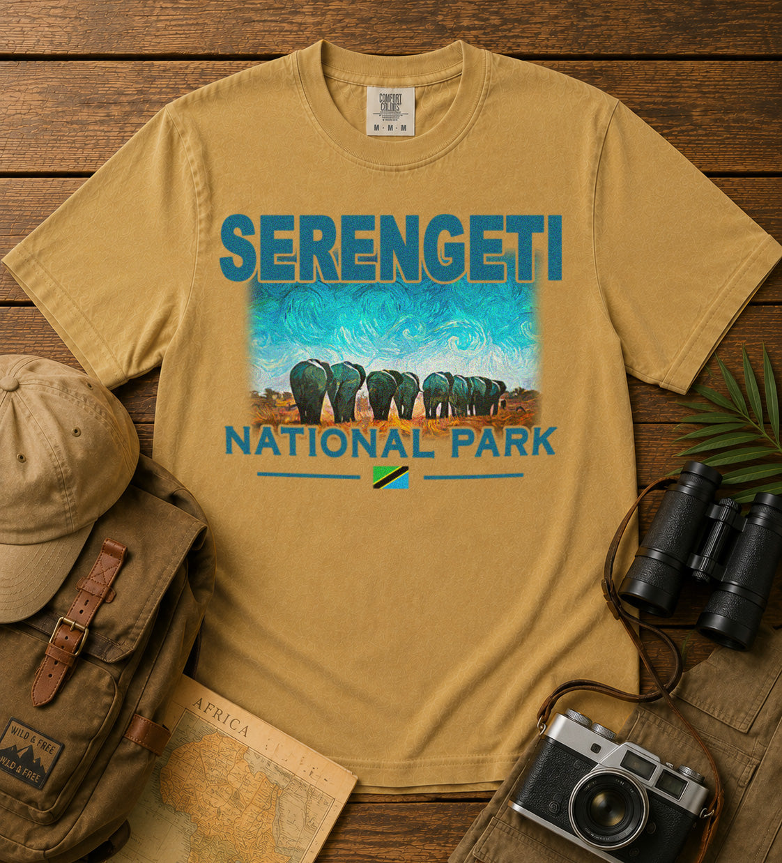 Serengeti National Park T-Shirt in Mustard - roamstride graphic tee