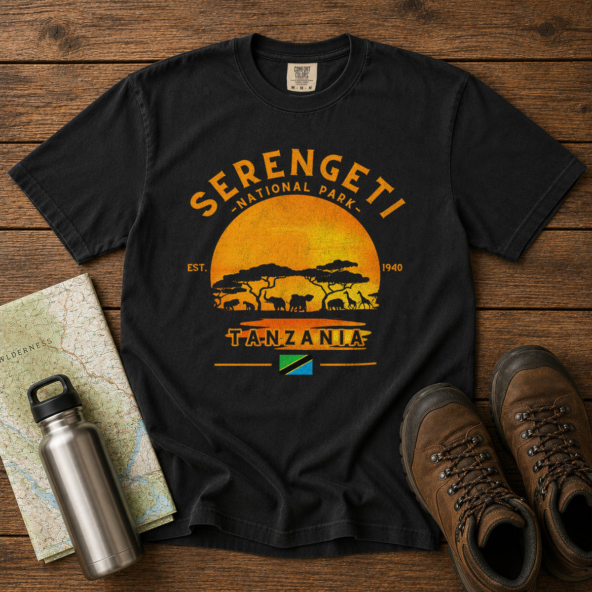 Serengeti National Park T-Shirt | Sunset Savanna Elephants – Roamstride