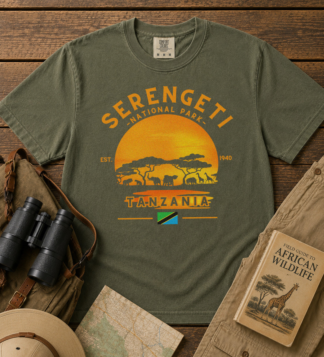 Serengeti National Park T-Shirt | Sunset Savanna Elephants – Roamstride