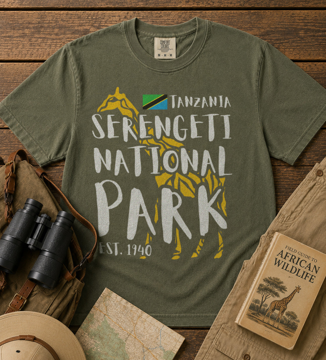 Serengeti National Park T-Shirt in Moss - roamstride graphic tee