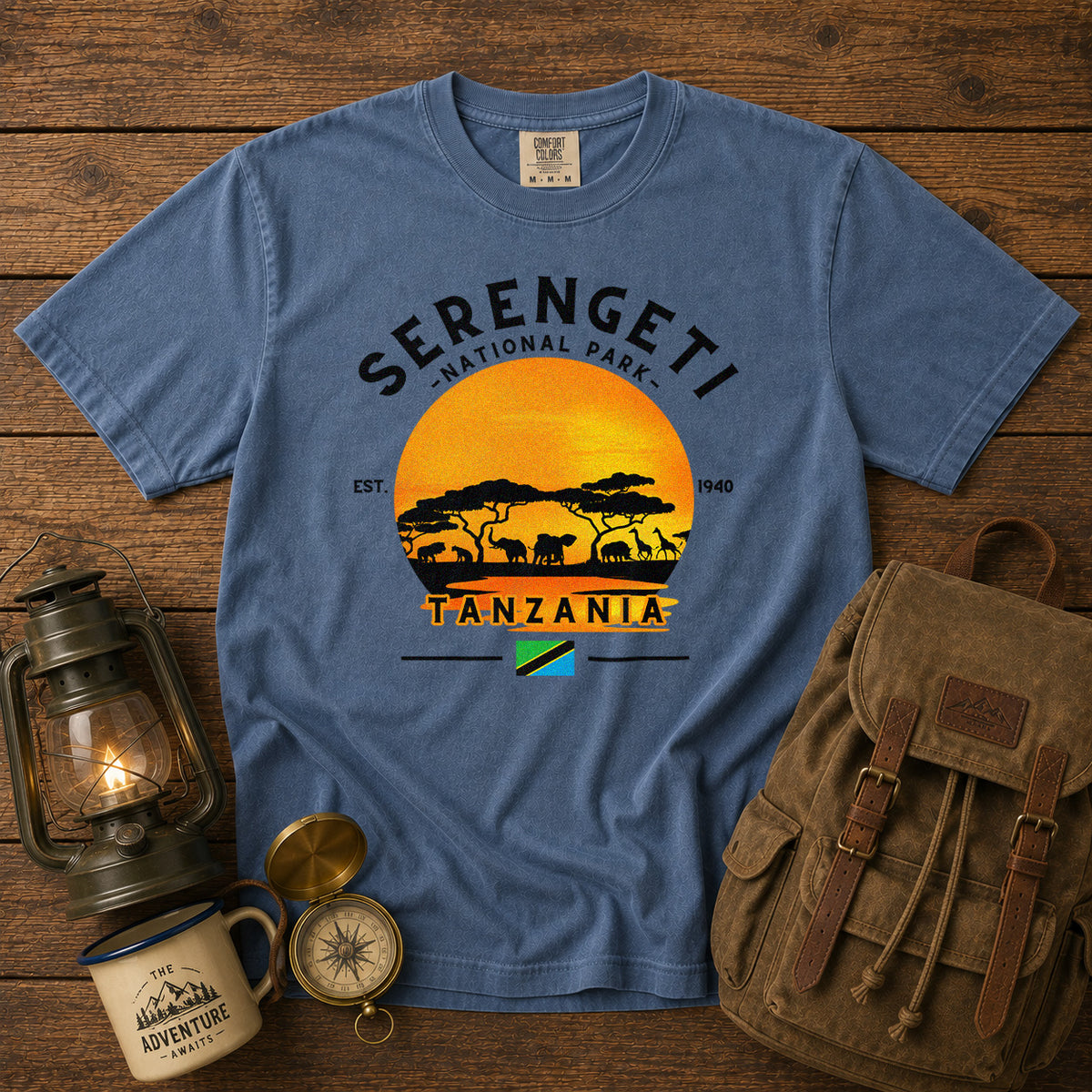 Serengeti National Park T-Shirt | Sunset Savanna Elephants – Roamstride