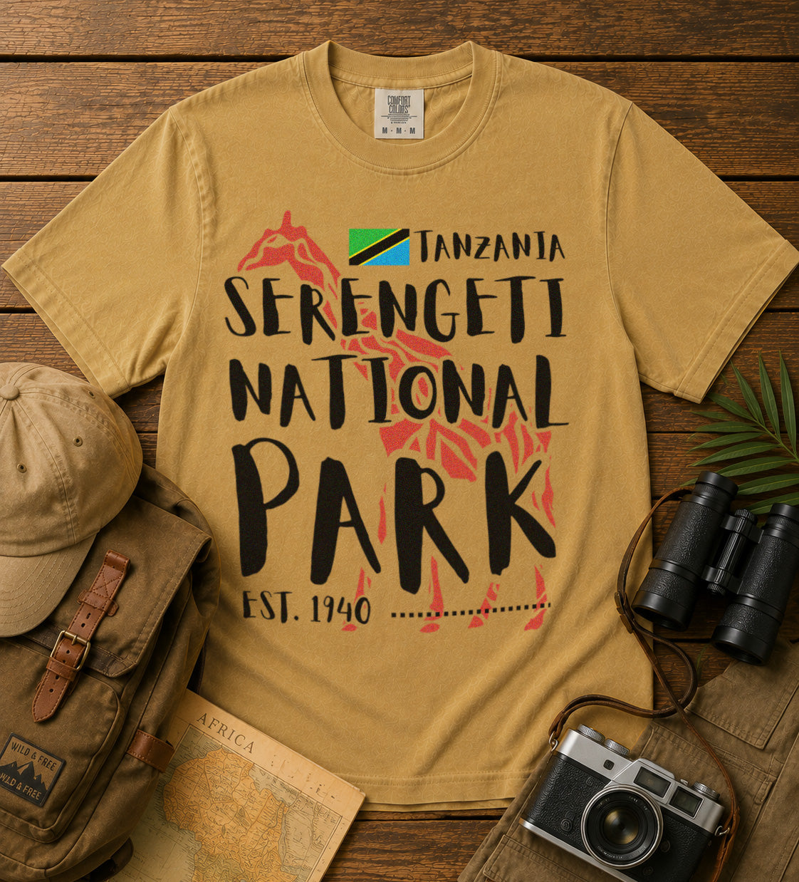 Serengeti National Park T-Shirt in Mustard - roamstride graphic tee