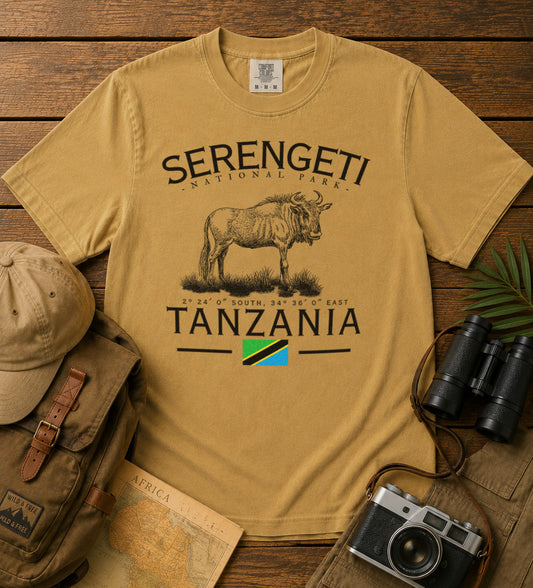 Serengeti National Park T-Shirt in Mustard - roamstride graphic tee