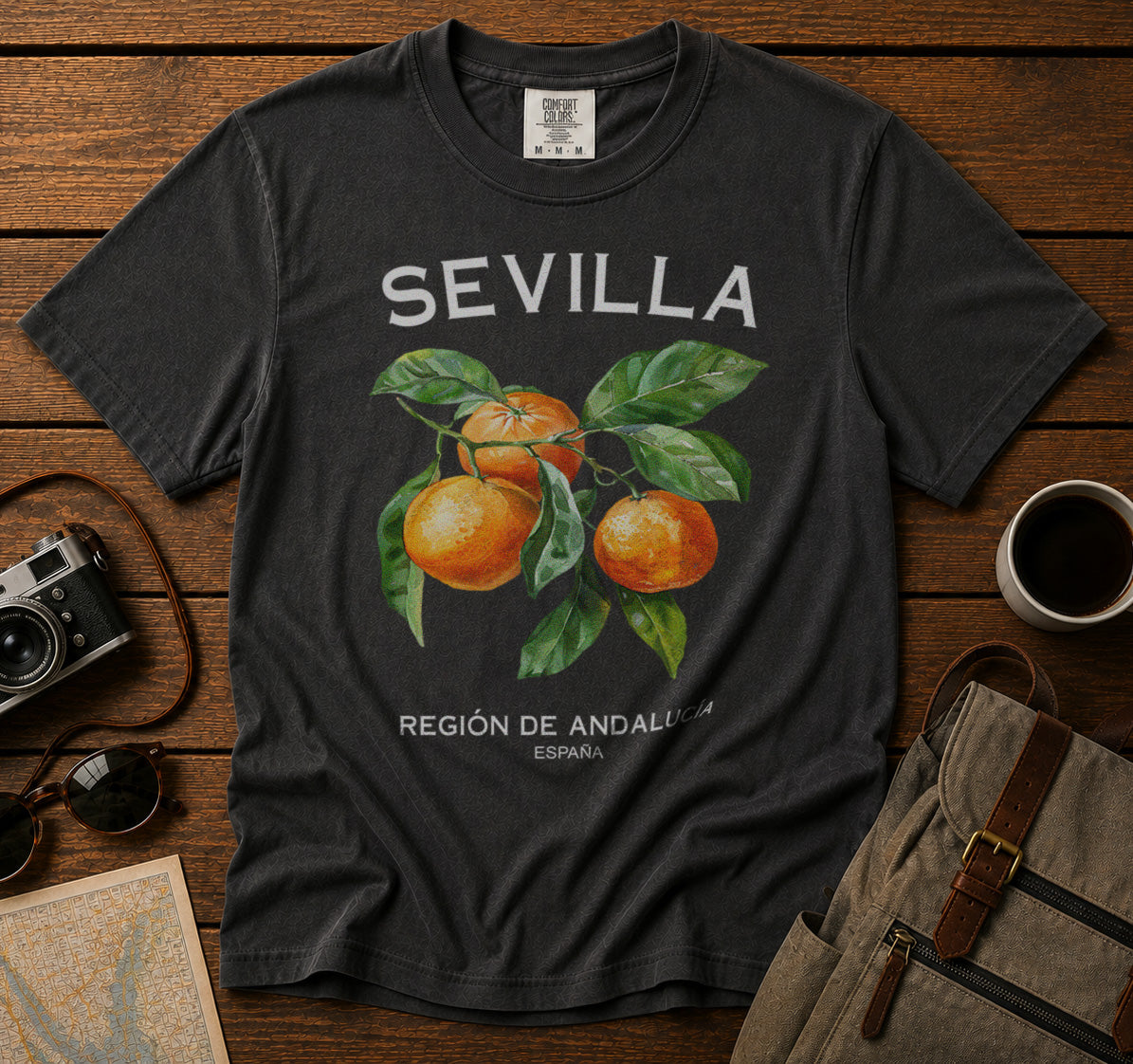 Sevilla Oranges Spain T-Shirt in Pepper - roamstride graphic tee