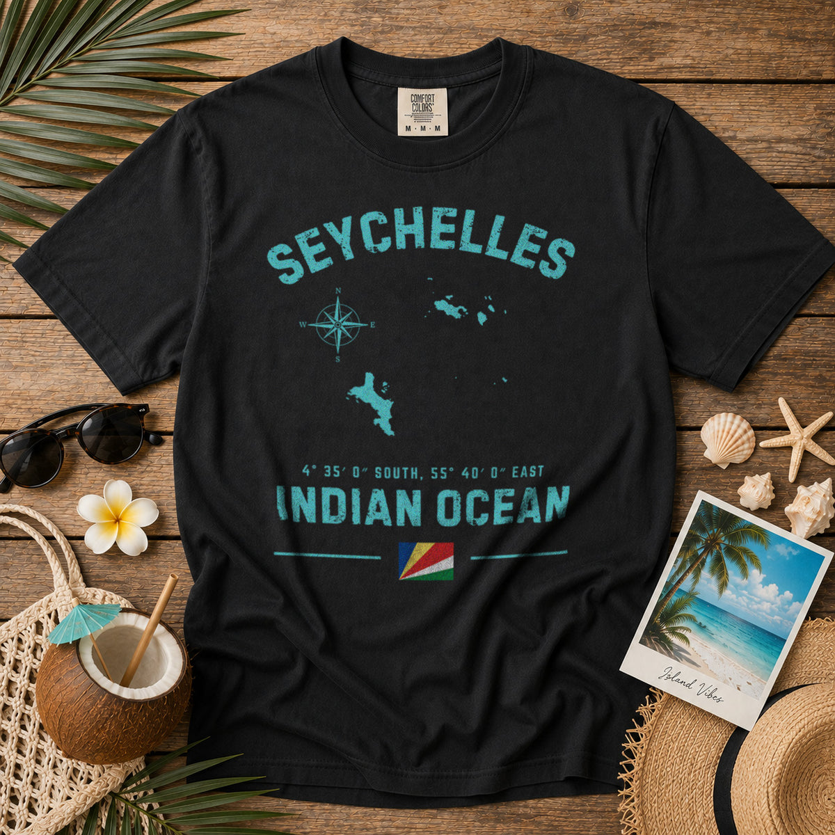 Seychelles T-Shirt in Black - roamstride graphic tee